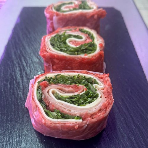 Girelle ripiene di rucola cotto e fontina