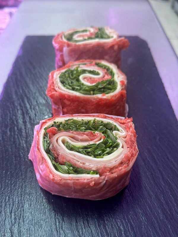 Girelle ripiene di rucola cotto e fontina